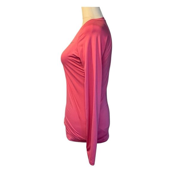 Nike Pro Combat Fitted Dri-Fit Tee Hot Pink Activewear Long Sleeve V-Neck XS - Picture 2 of 7